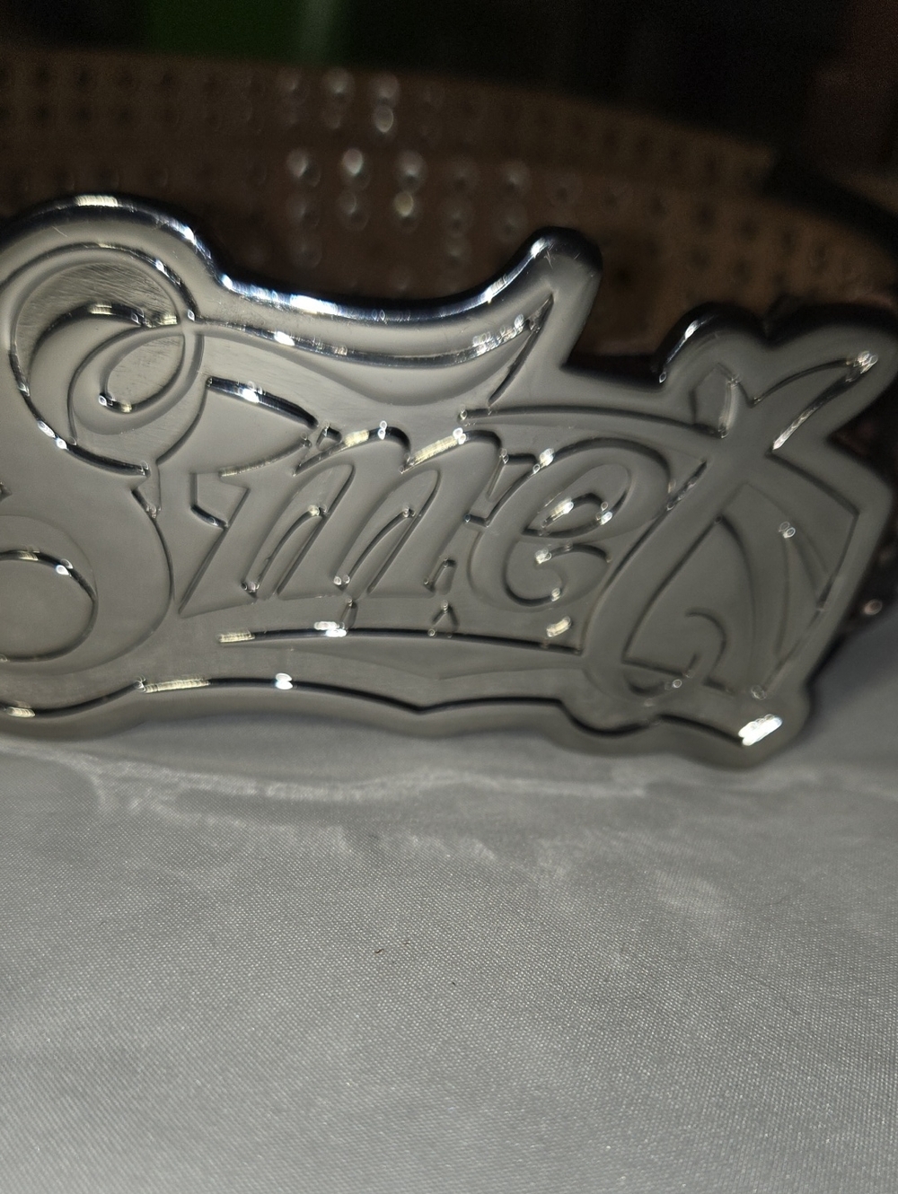 SMET by Christian Audigier Handmade Leather Belt w/ Pink Skulls & Silver Studs